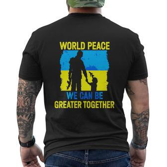 Peace In Ukraine Dove Stand With Ukraine Ukrainians Tshirt Men's Crewneck Short Sleeve Back Print T-shirt - Monsterry DE