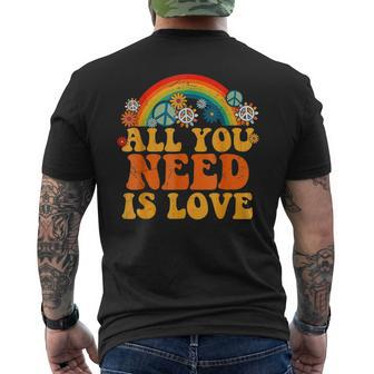 Peace Love 60S 70S Tie Dye Groovy Hippie Costume Halloween V2 Men's T-shirt Back Print - Thegiftio UK