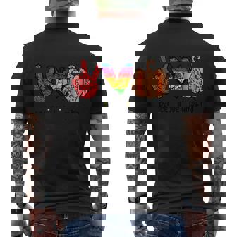 Peace Love Pumpkin Halloween Quote Men's Crewneck Short Sleeve Back Print T-shirt - Monsterry