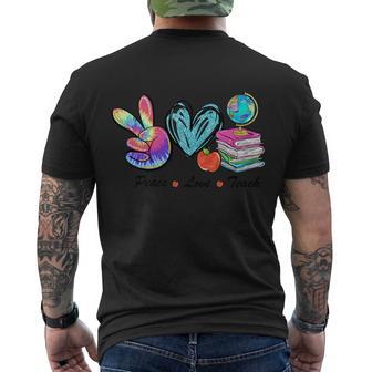 Peace Love Teach Graphic Plus Size Shirt For Teacher Men's Crewneck Short Sleeve Back Print T-shirt - Monsterry AU