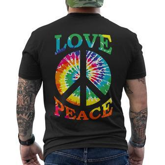 Peace Sign Love Retro 60S 70S Tie Dye Hippie Costume Men's Crewneck Short Sleeve Back Print T-shirt - Monsterry