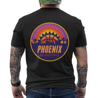 Phoenix Basketball Retro Logo Pixel Sunset Men's Crewneck Short Sleeve Back Print T-shirt - Monsterry DE