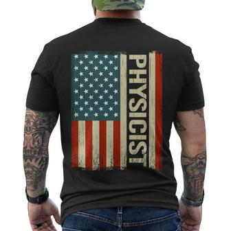 Physics Teacher Physically Usa American Flag Physicist Cool Gift Men's Crewneck Short Sleeve Back Print T-shirt - Monsterry