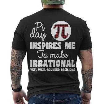 Pi Inspires Me Funny Pi Day 314 Tshirt Men's Crewneck Short Sleeve Back Print T-shirt - Monsterry