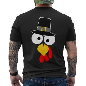 Pilgrim Turkey Big Face Thanksgiving Tshirt Men's Crewneck Short Sleeve Back Print T-shirt - Monsterry DE