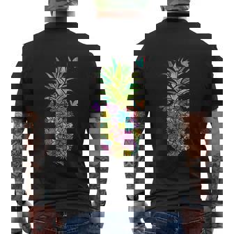 Pineapple Flowers Aloha Hawaii Vintage Hawaiian Floral Men's T-shirt Back Print - Thegiftio UK