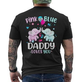 Pink Or Blue Daddy Loves You Gender Reveal Elephant Men's T-shirt Back Print - Thegiftio UK