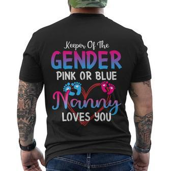 Pink Or Blue Nanny Loves You Keeper Of The Gender Gift Men's Crewneck Short Sleeve Back Print T-shirt - Monsterry
