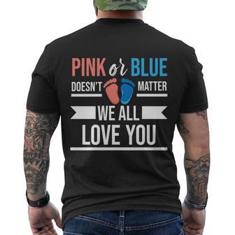 Pink Or Blue We All Love You Party Pregnancy Gender Reveal Gift Men's Crewneck Short Sleeve Back Print T-shirt - Monsterry DE