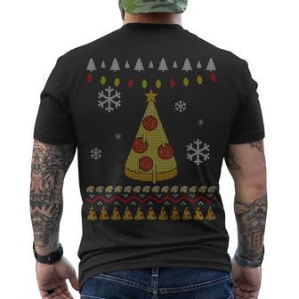 Pizza Christmas Tree Ugly Men's Crewneck Short Sleeve Back Print T-shirt - Monsterry