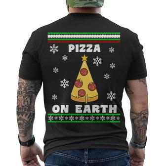Pizza On Earth Ugly Christmas Tshirt Men's Crewneck Short Sleeve Back Print T-shirt - Monsterry
