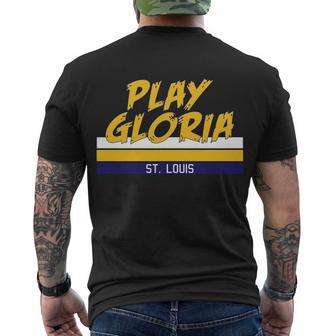 Play Gloria St Louis Hockey Stripes Men's Crewneck Short Sleeve Back Print T-shirt - Monsterry CA