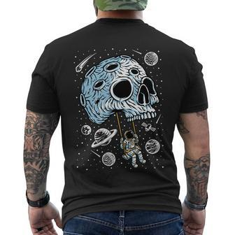 Playing Swing On Skull Planet Tshirt Men's Crewneck Short Sleeve Back Print T-shirt - Monsterry UK