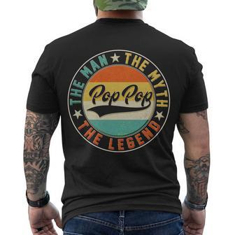 Pop Pop Vintage The Man Myth Legend Emblem Men's Crewneck Short Sleeve Back Print T-shirt - Monsterry