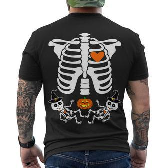 Pregnant Halloween Skeleton Baby Twins Witch Pumpkin Costume Men's T-shirt Back Print - Thegiftio UK