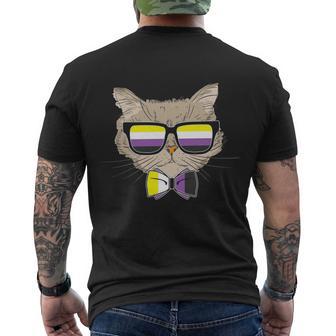 Pride Month Nonbinary Gay Pride Cat Lgbt Men's Crewneck Short Sleeve Back Print T-shirt - Monsterry