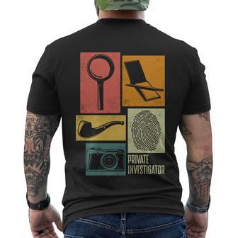 Private Detective Crime Investigator Silhouettes Gift Men's Crewneck Short Sleeve Back Print T-shirt - Monsterry UK