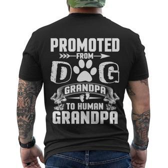 Promoted From Dog Grandpa To Human Grandpa Tshirt Men's Crewneck Short Sleeve Back Print T-shirt - Monsterry UK