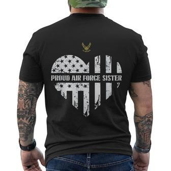 Proud Air Force Sister Pride Military Family Heart Men's Crewneck Short Sleeve Back Print T-shirt - Monsterry