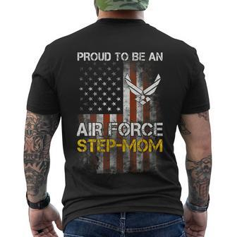 Proud Air Force Stepmom Funny American Flag Men's Crewneck Short Sleeve Back Print T-shirt - Monsterry AU