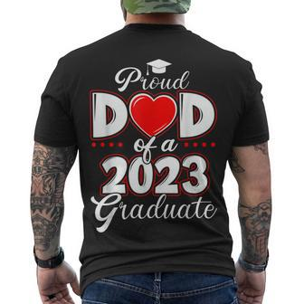 Proud Dad Of A Class Of 2023 Graduate Senior 23 Heart Men's T-shirt Back Print - Thegiftio UK