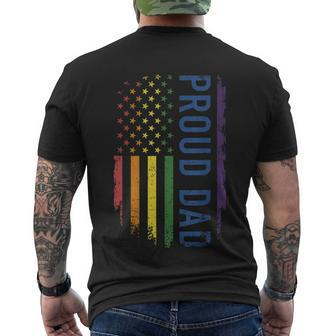 Proud Dad With Us Rainbow Flag For Pride Month Funny Family Gift Men's Crewneck Short Sleeve Back Print T-shirt - Monsterry