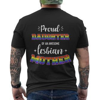 Proud Daughter Awesome Lesbian Mother Rainbow Pride Men's T-shirt Back Print - Thegiftio UK