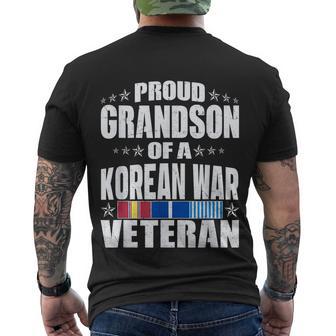 Proud Grandson Of Korean War Veteran Military Family Gift Men's Crewneck Short Sleeve Back Print T-shirt - Monsterry UK