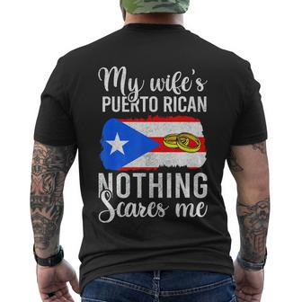 Proud Husband Of Puerto Rican Wife Shirt Nothing Scares Men's T-shirt Back Print - Thegiftio UK