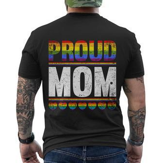Proud Lesbian Mom Queer Mothers Day Gift Rainbow Flag Lgbt Gift Men's Crewneck Short Sleeve Back Print T-shirt - Monsterry