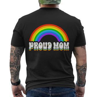 Proud Mom Gay Pride Lgbt Ally Retro Rainbow Mothers Day Cute Gift Men's Crewneck Short Sleeve Back Print T-shirt - Monsterry