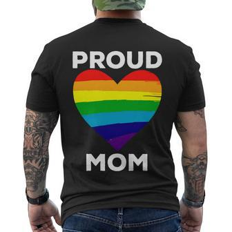 Proud Mom Heart Flag Parent Of Lgbtq Lesbian Bi Trans Gift Men's Crewneck Short Sleeve Back Print T-shirt - Monsterry AU