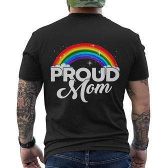 Proud Mom Lesbian Lgbt Gay Lgbtq Rainbow Flag Gift Men's Crewneck Short Sleeve Back Print T-shirt - Monsterry DE