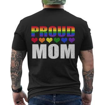 Proud Mom Lgbtmeaningful Giftq Gay Pride Ally Lgbt Parent Rainbow Heart Gift Men's Crewneck Short Sleeve Back Print T-shirt - Monsterry UK