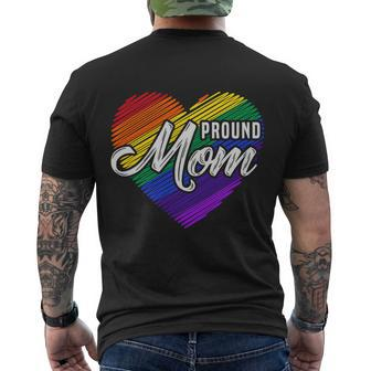 Proud Mom Mothers Day Gift Lgbtq Rainbow Flag Gay Pride Lgbt Cool Gift Men's Crewneck Short Sleeve Back Print T-shirt - Monsterry