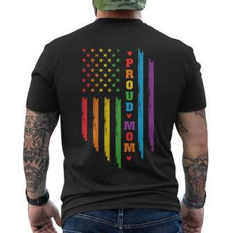 Proud Mom Rainbow Distressed Usa Pride Month Lbgt Men's Crewneck Short Sleeve Back Print T-shirt - Monsterry DE