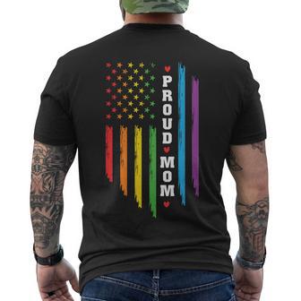 Proud Mom Rainbow Distressed Usa Pride Month Lgbt Men's Crewneck Short Sleeve Back Print T-shirt - Monsterry CA