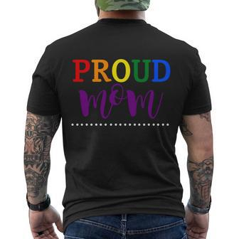 Proud Mom Rainbow Gay Pride Flag Lgbtq Mothers Day Gift Lgbt Gift Men's Crewneck Short Sleeve Back Print T-shirt - Monsterry