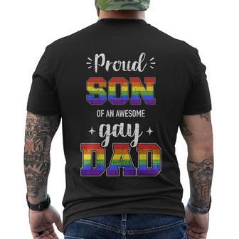 Proud Son Of Awesome Gay Dad Rainbow Pride Month Family Great Gift Men's Crewneck Short Sleeve Back Print T-shirt - Monsterry DE