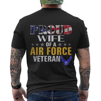 Proud Wife Of A Air Force Veteran American Flag Military Men's Crewneck Short Sleeve Back Print T-shirt - Monsterry DE