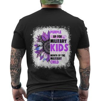 Purple Up Military Child Leopard Sunflower Bleached Men's Crewneck Short Sleeve Back Print T-shirt - Monsterry AU