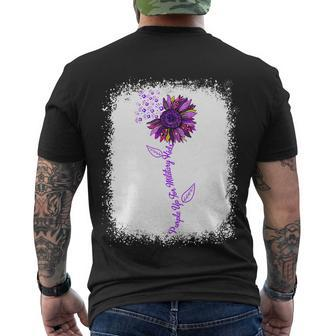 Purple Up Military Child Sunflower Leopard Bleached Men's Crewneck Short Sleeve Back Print T-shirt - Monsterry CA