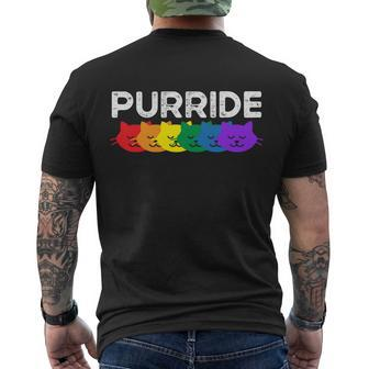 Purride Cat Lover Pride Month Gay Rights Rainbow Cat Cute Gift Men's Crewneck Short Sleeve Back Print T-shirt - Monsterry DE