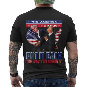 Put It Back The Way You Found It Funny Trump Slap Anti Biden Men's Crewneck Short Sleeve Back Print T-shirt - Monsterry UK