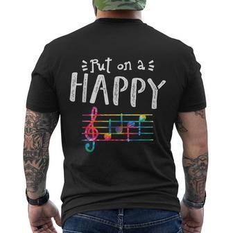 Put On A Happy Face Music Notes Funny Teacher Tshirt Men's Crewneck Short Sleeve Back Print T-shirt - Monsterry AU