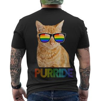 Puuride Gay Pride Lgbt Cat Men's Crewneck Short Sleeve Back Print T-shirt - Monsterry