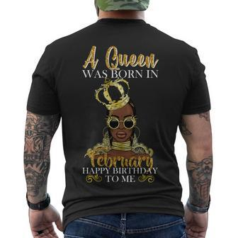 A Queen Was Born In February Happy Birthday Men's T-shirt Back Print - Thegiftio UK