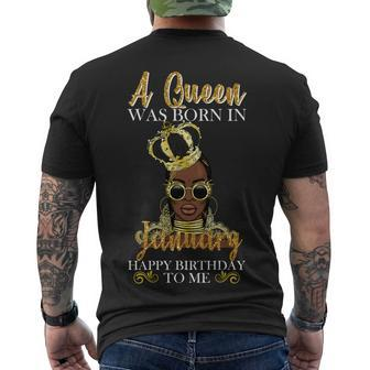 A Queen Was Born In January Happy Birthday Men's T-shirt Back Print - Thegiftio UK