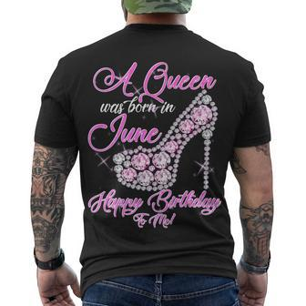 A Queen Was Born In June Fancy Birthday Men's T-shirt Back Print - Thegiftio UK