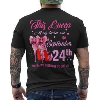 Womens This Queen Was Born On September 24Th High Heel Birthday Men's T-shirt Back Print - Seseable